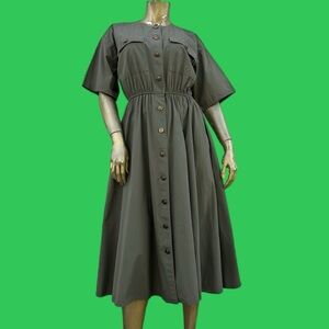 Vintage CLUES COLLECTION 100% cotton Fit & Flare A-line short sleeve dress